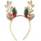 Christmas Headbands Glitter Christmas Elk Antlers Headband Cute Xmas Hair Bands Holiday Headbands Party Gift Christmas Costume Party Accessories for Women and Girls (Gold)